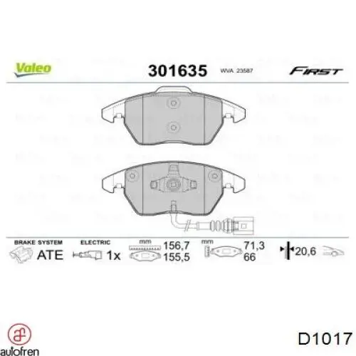 D1017 Autofren Juego de reparación cilindro de freno principal