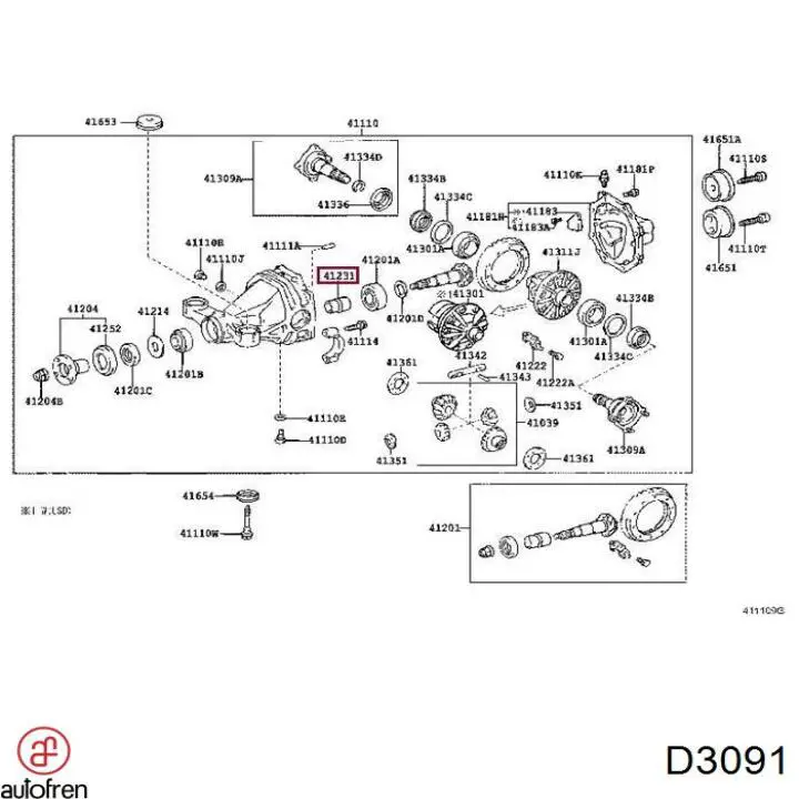 D3091 Autofren Juego de reparación del bombín de freno