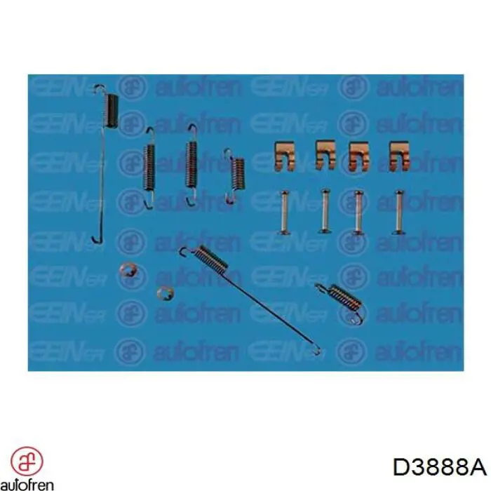 D3888A Autofren kit de montaje, zapatas de freno traseras