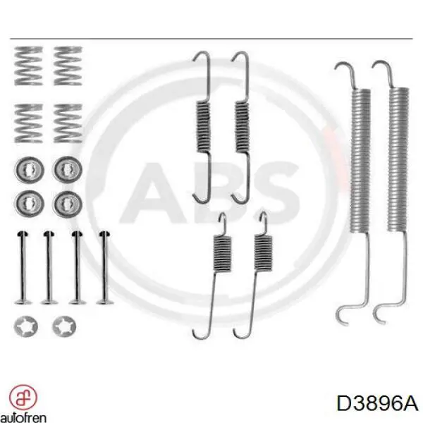 D3896A Autofren kit de montaje, zapatas de freno traseras