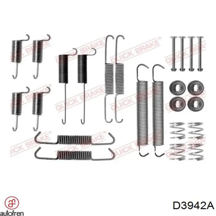 D3942A Autofren kit de montaje, zapatas de freno traseras