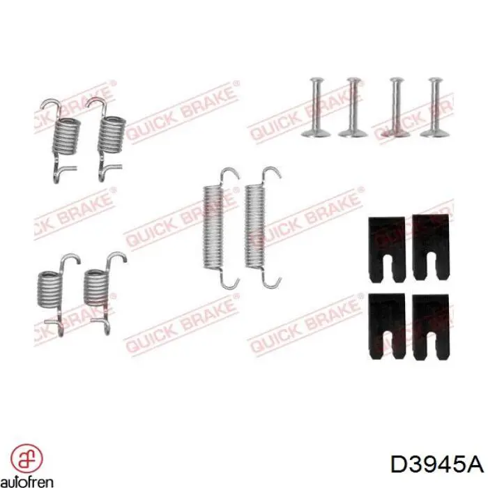 D3945A Autofren kit de montaje, zapatas de freno traseras