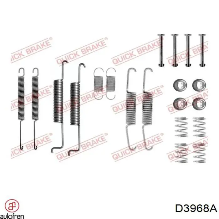 D3968A Autofren kit de montaje, zapatas de freno traseras