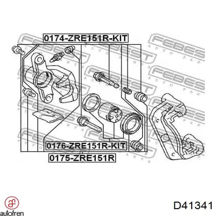 Juego de reparación, pinza de freno trasero Toyota Auris E15