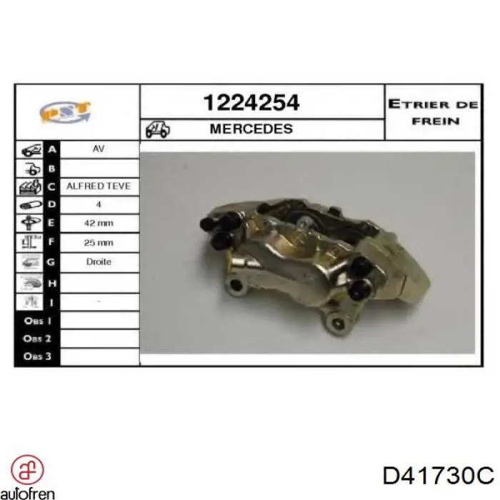 Pinza de freno, Eje delantero izquierda Mercedes E (C124)