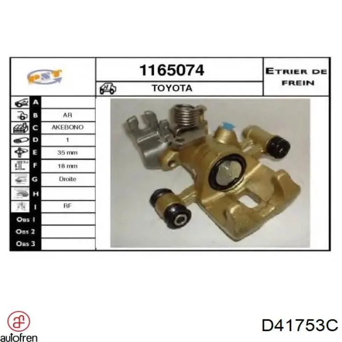 D41753C Autofren pinza de freno delantera derecha