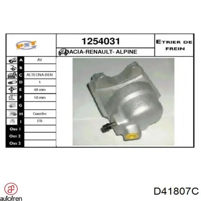 D41807C Autofren pinza de freno trasero derecho