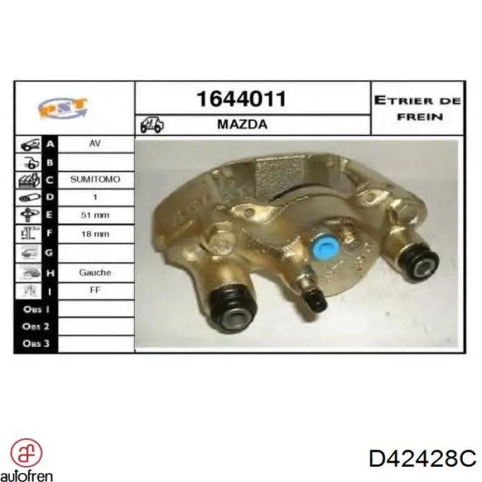 D42428C Autofren pinza de freno delantera derecha