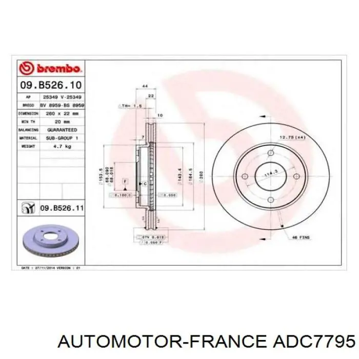 Freno de disco delantero Nissan Versa E12X