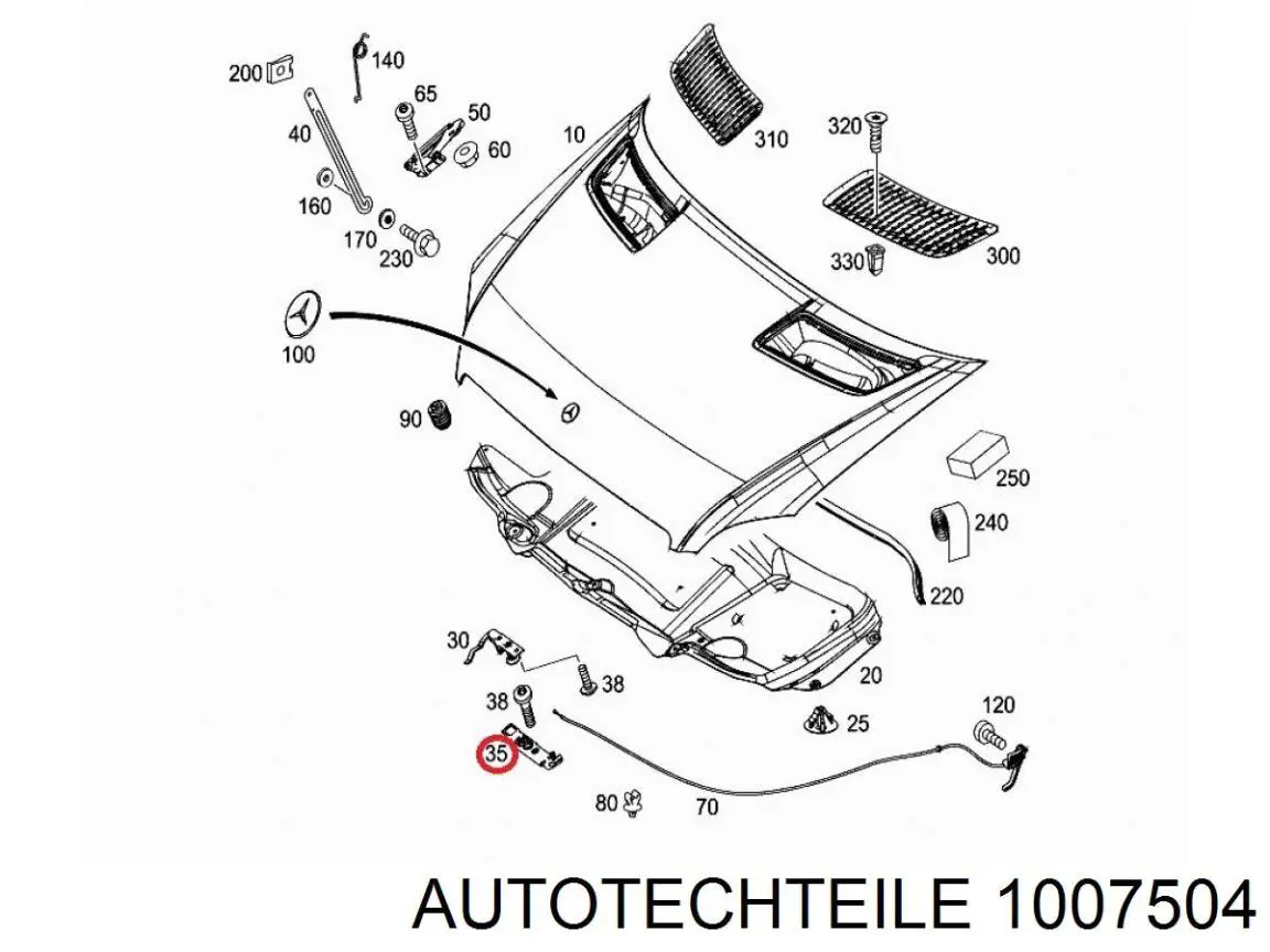 Cable de capó del motor A6397500159 Mercedes