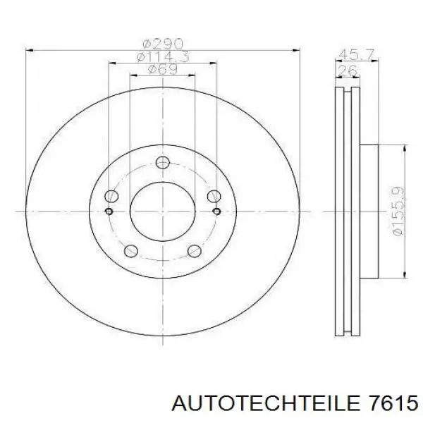 7615 Autotechteile manecilla de puerta, equipamiento habitáculo, delantera derecha