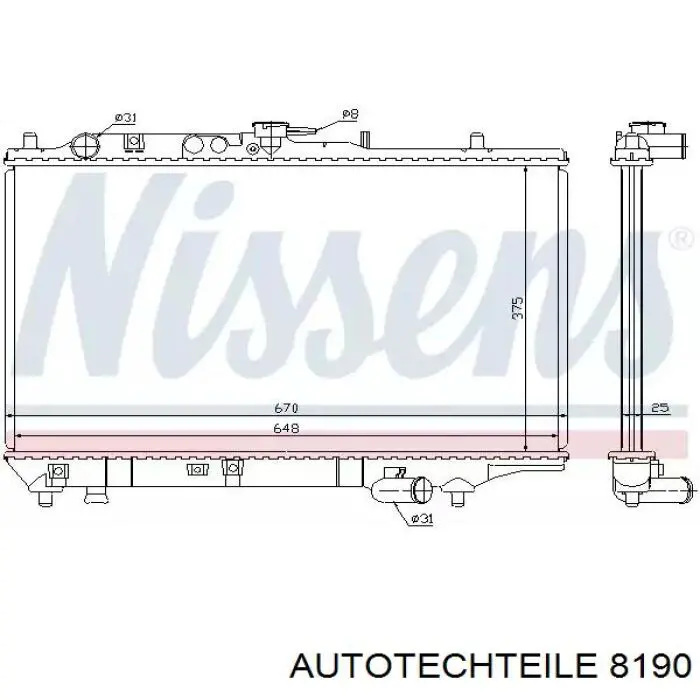 8190 Autotechteile cristal de espejo retrovisor exterior izquierdo