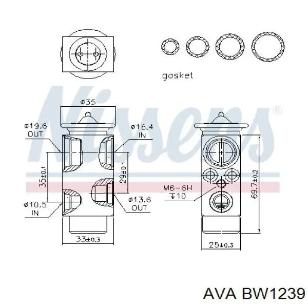 BW1239 AVA válvula de expansión, aire acondicionado