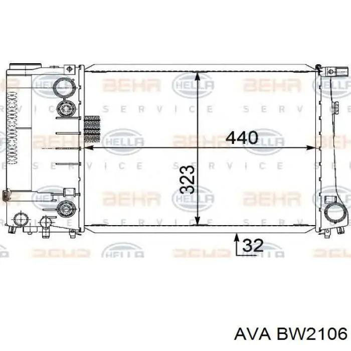 BW2106 AVA radiador refrigeración del motor