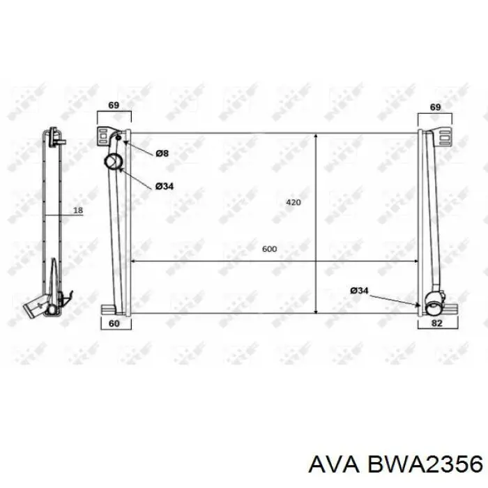 BWA2356 AVA radiador refrigeración del motor