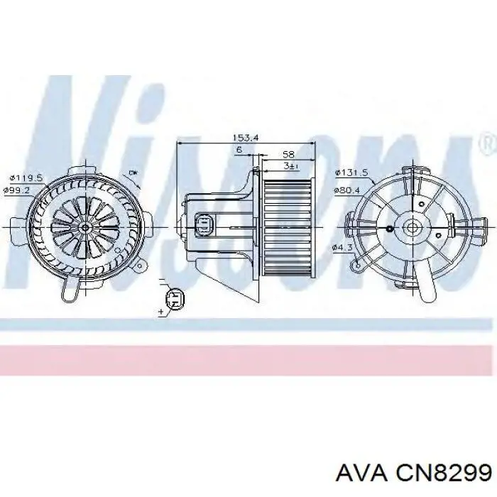 CN8299 AVA motor eléctrico, ventilador habitáculo