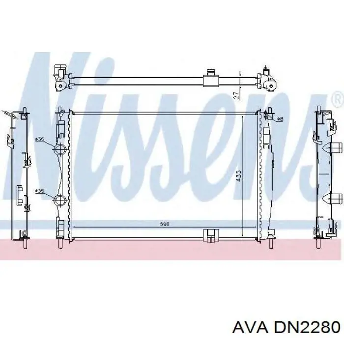 DN2280 AVA radiador refrigeración del motor