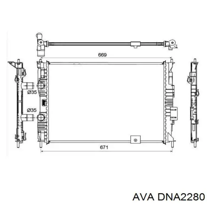 DNA2280 AVA radiador refrigeración del motor