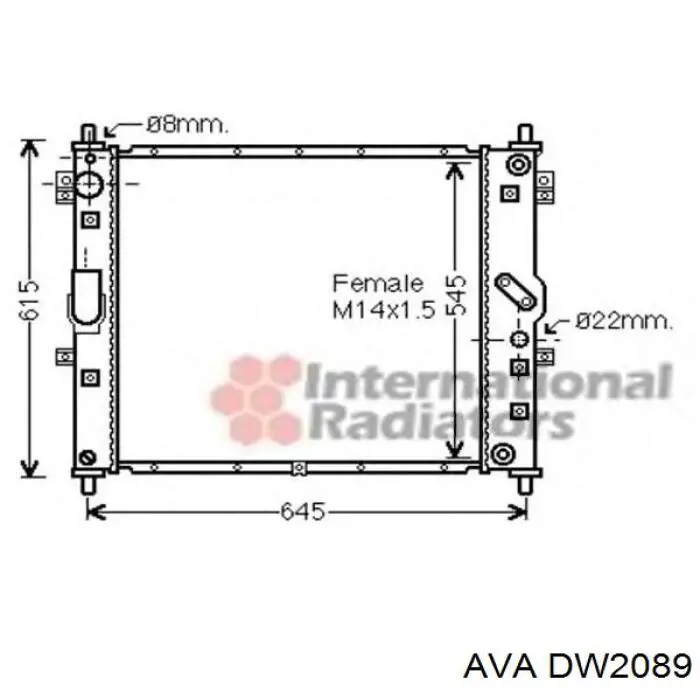 DW2089 AVA radiador refrigeración del motor