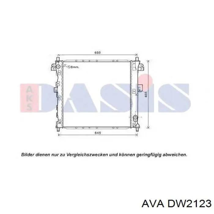 DW2123 AVA radiador refrigeración del motor