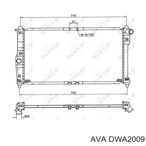 DWA2009 AVA radiador refrigeración del motor