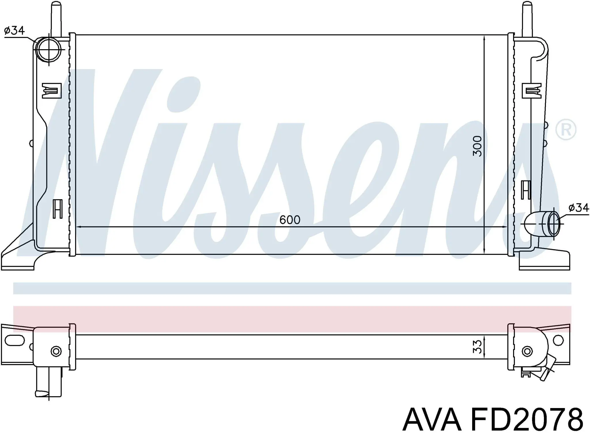 FD2078 AVA radiador refrigeración del motor