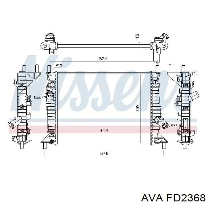 FD2368 AVA radiador refrigeración del motor