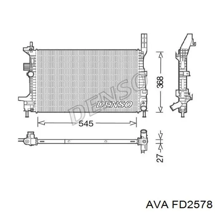 FD2578 AVA radiador refrigeración del motor