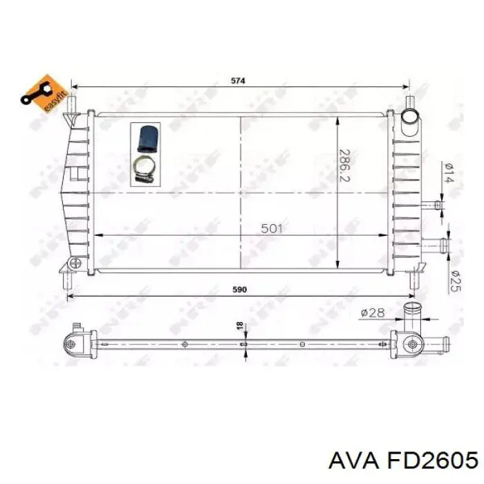 Radiador AE818005AA Ford