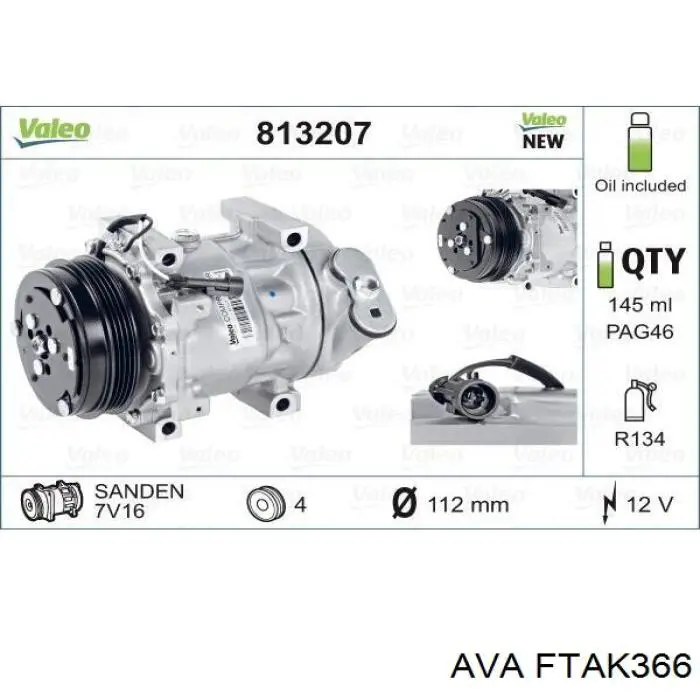 FTAK366 AVA compresor de aire acondicionado