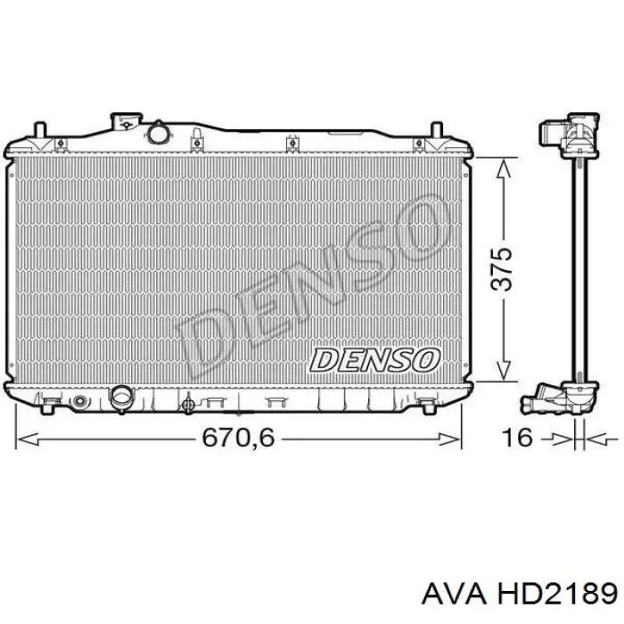 HD2189 AVA radiador refrigeración del motor