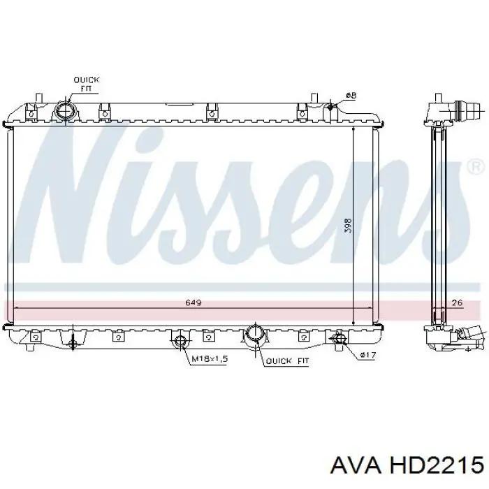 HD2215 AVA radiador refrigeración del motor