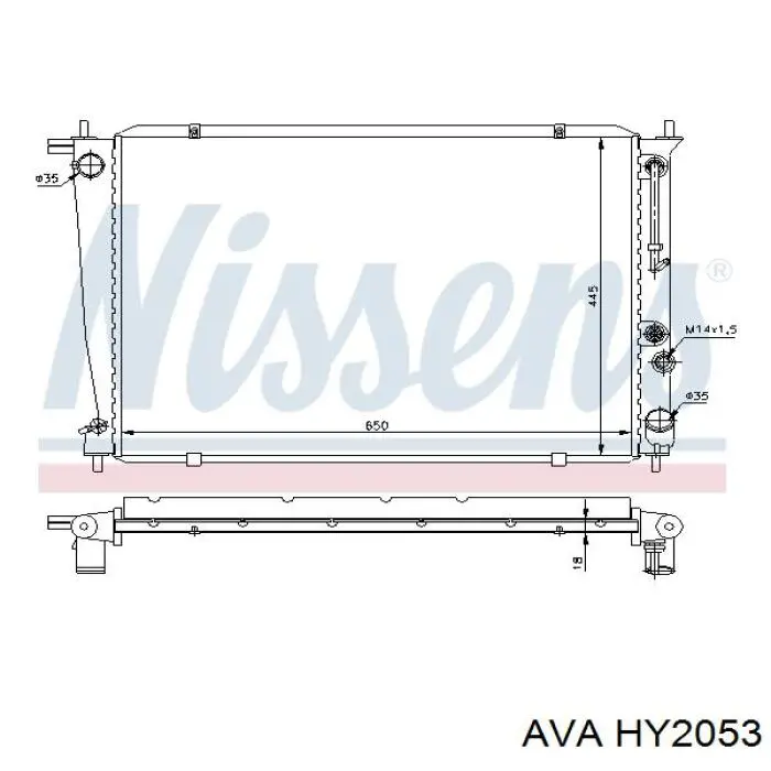 HY2053 AVA radiador refrigeración del motor