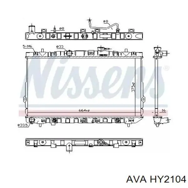 HY2104 AVA radiador refrigeración del motor