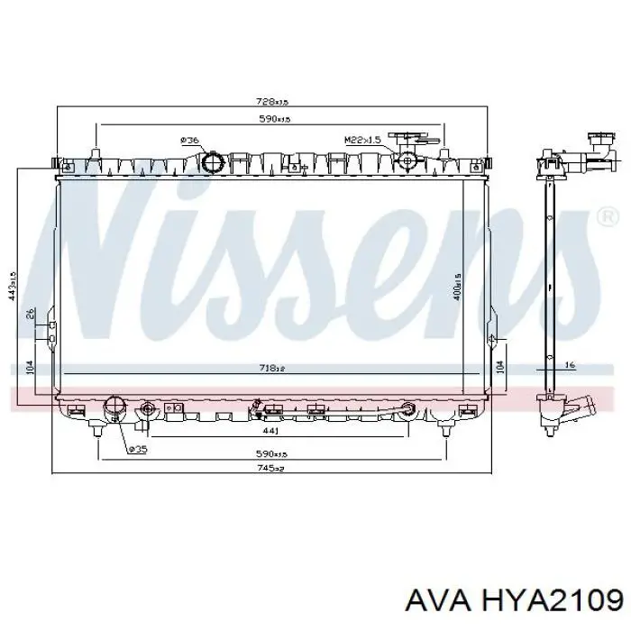 HYA2109 AVA radiador refrigeración del motor