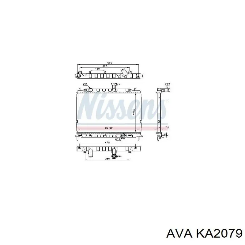 KA2079 AVA radiador refrigeración del motor