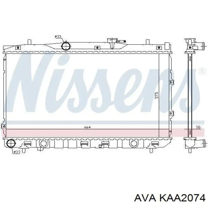 KAA2074 AVA radiador refrigeración del motor