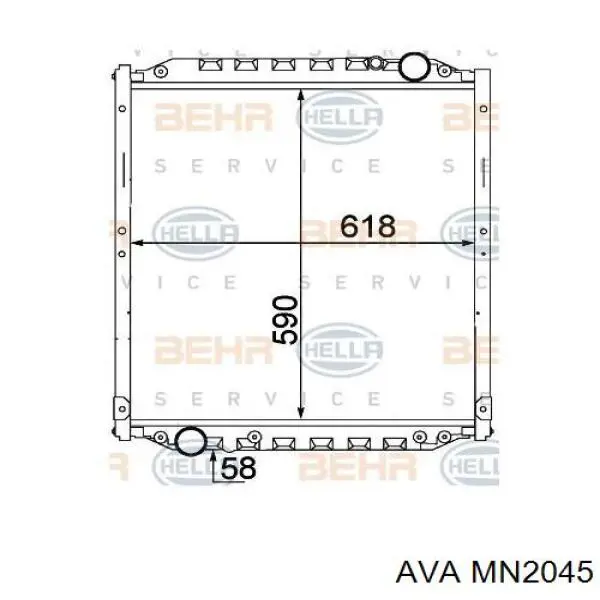 MN2045 AVA radiador refrigeración del motor