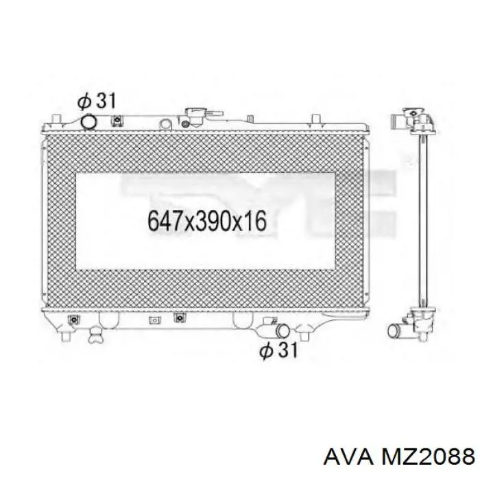 MZ2088 AVA radiador refrigeración del motor
