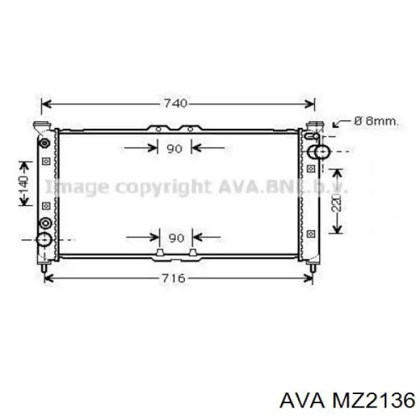 MZ2136 AVA radiador refrigeración del motor