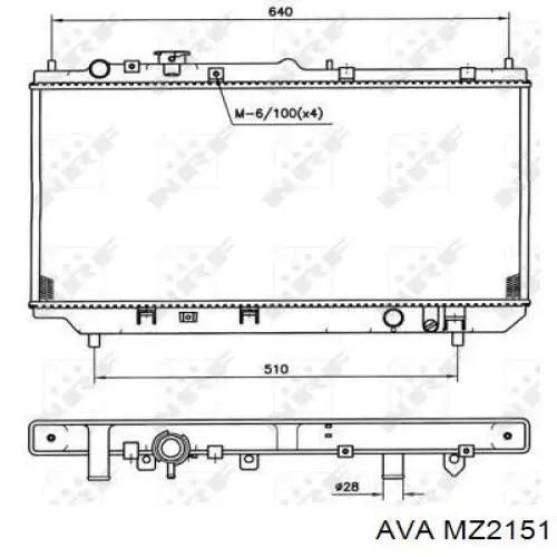 MZ2151 AVA radiador refrigeración del motor