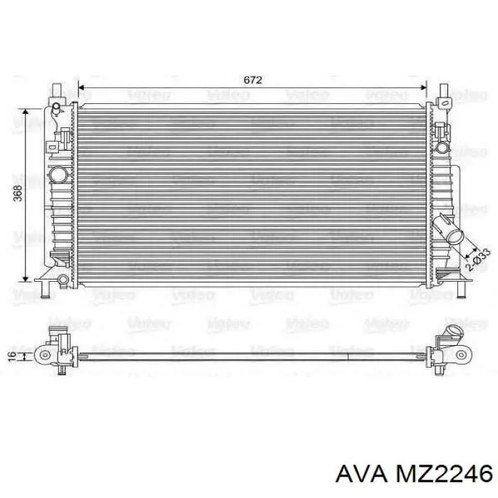 mz2246 AVA radiador refrigeración del motor