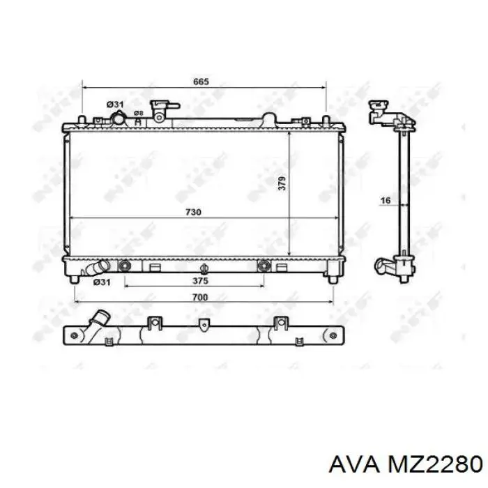 Radiador refrigeración del motor Mazda 6 GJ, GL