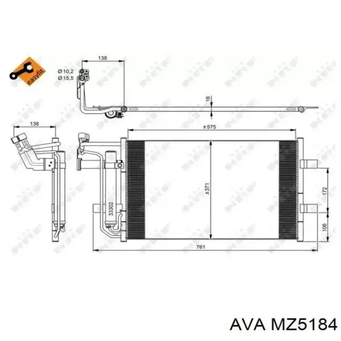 Condensador aire acondicionado Mazda 3 BK12