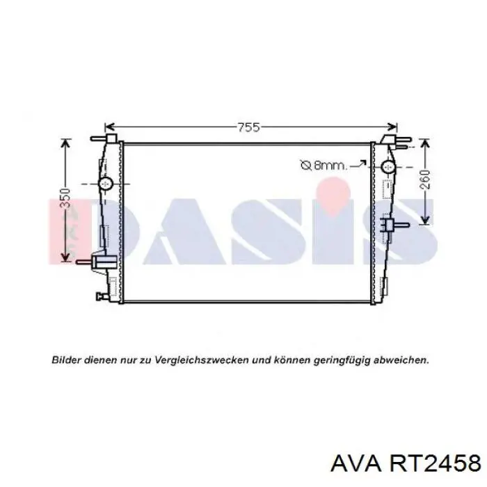 RT2458 AVA radiador refrigeración del motor