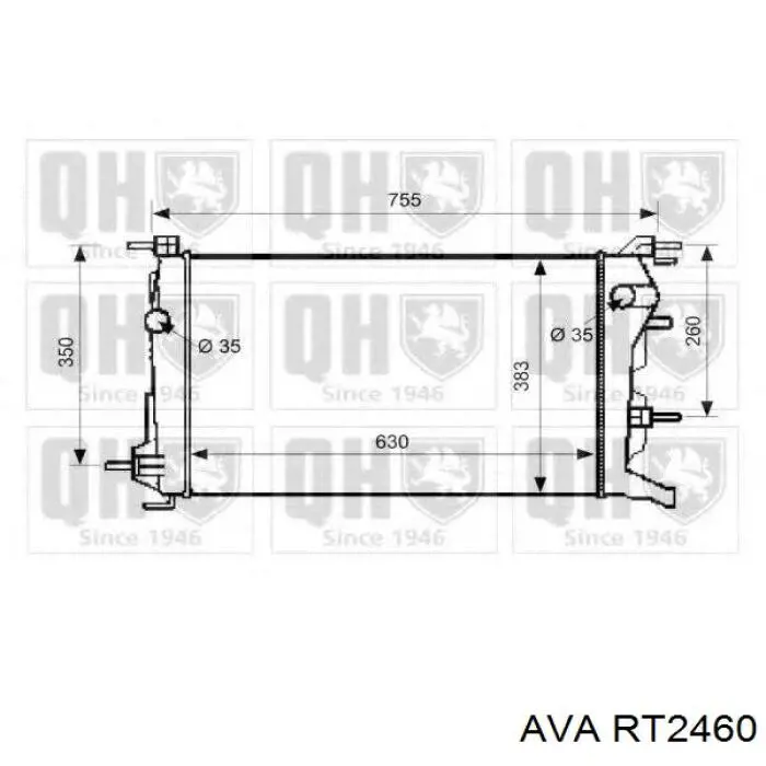 RT2460 AVA radiador refrigeración del motor