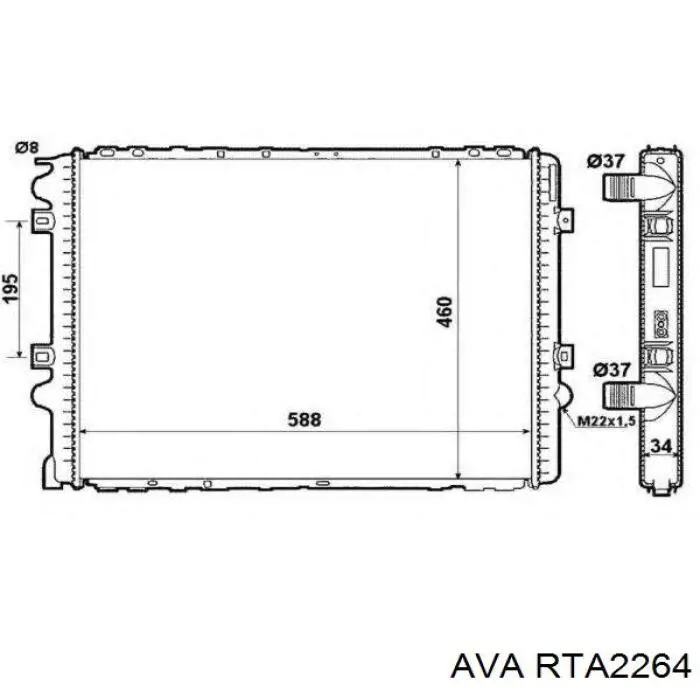 RTA2264 AVA radiador refrigeración del motor