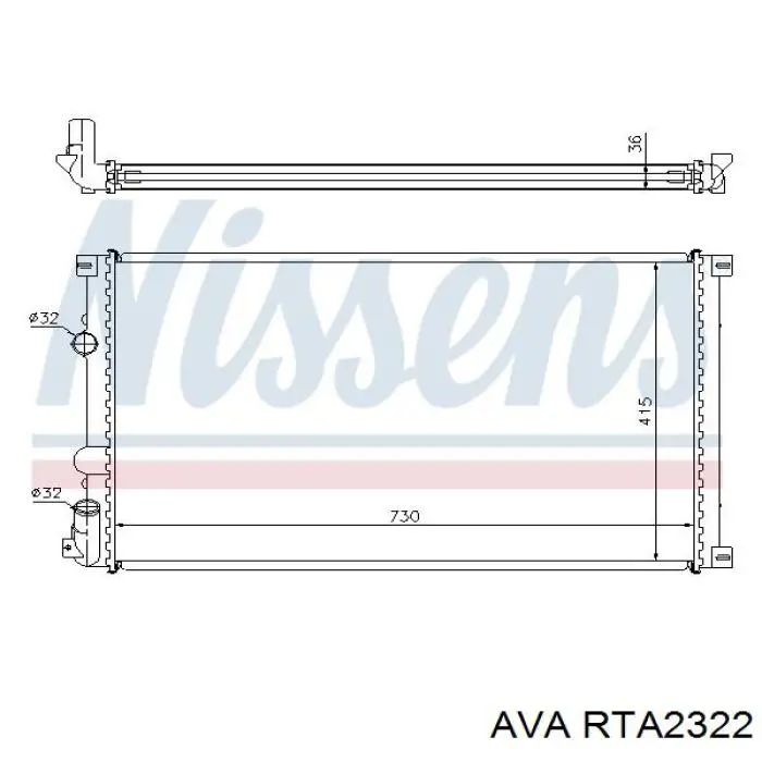 RTA2322 AVA radiador refrigeración del motor