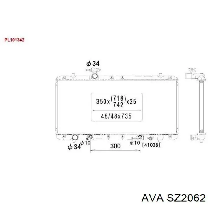 SZ2062 AVA radiador refrigeración del motor