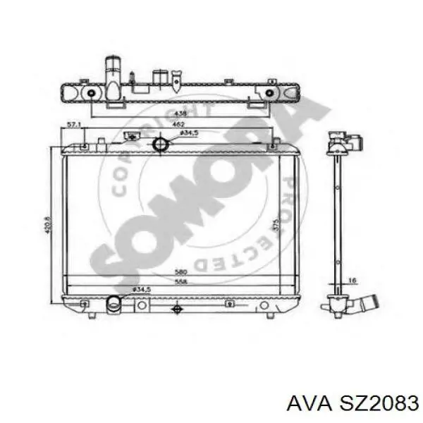 SZ2083 AVA radiador refrigeración del motor